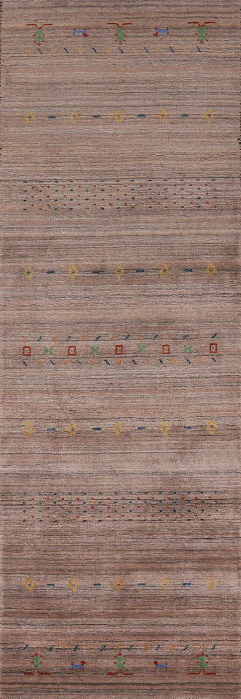 Brown Tribal Gabbeh Indian Runner Rug 2x10
