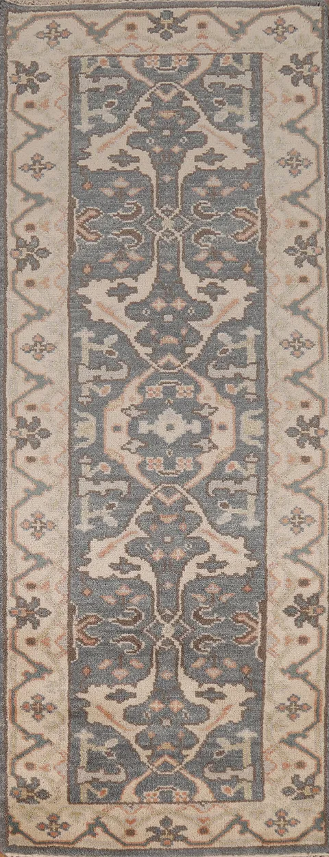 Wool Handmade Oushak Indian Runner Rug 3x8