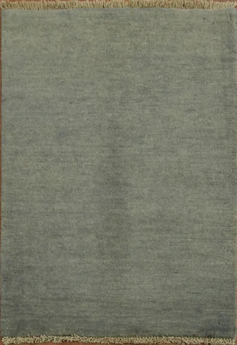 Minimalist Handmade Green Gabbeh Wool Accent Rug 2x3 ft
