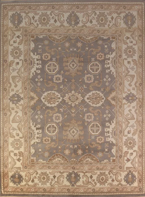 Handmade Gray Wool Oushak Indian Area Rug 9x12