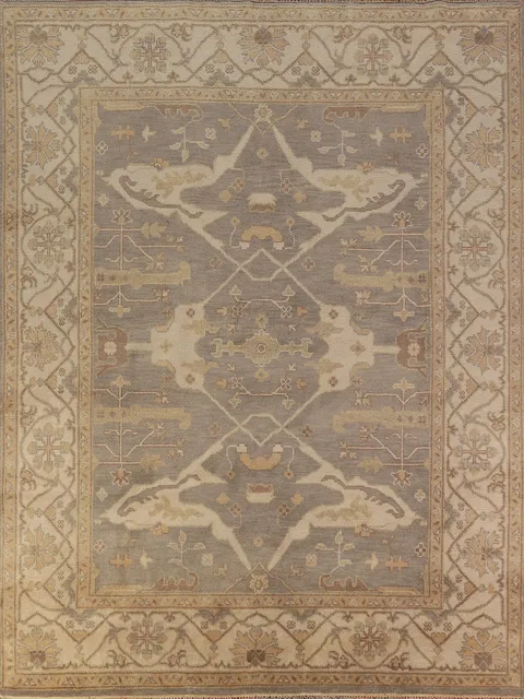 Handmade Gray Wool Oushak Indian Area Rug 8x10