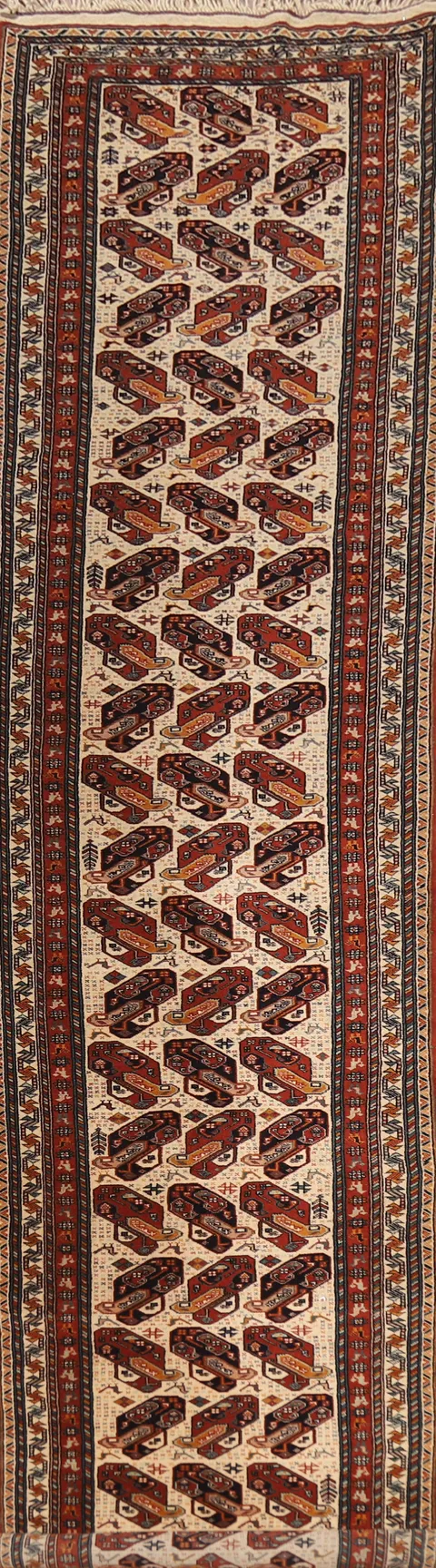 Vegetable Dye Qashqai Persian Runner Rug 2x14