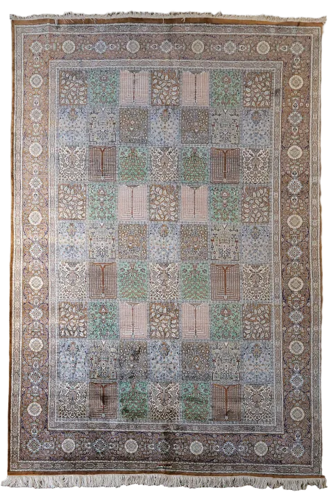 Garden Design 100% Silk Qum Persian Area Rug 6x10