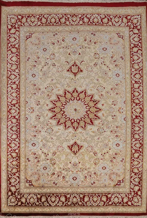 100% Silk Handmade Qum Persian Rug 4x6