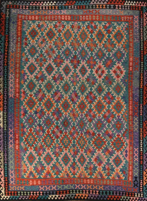 Reversable Wool Kilim Oriental Area Rug 10x13