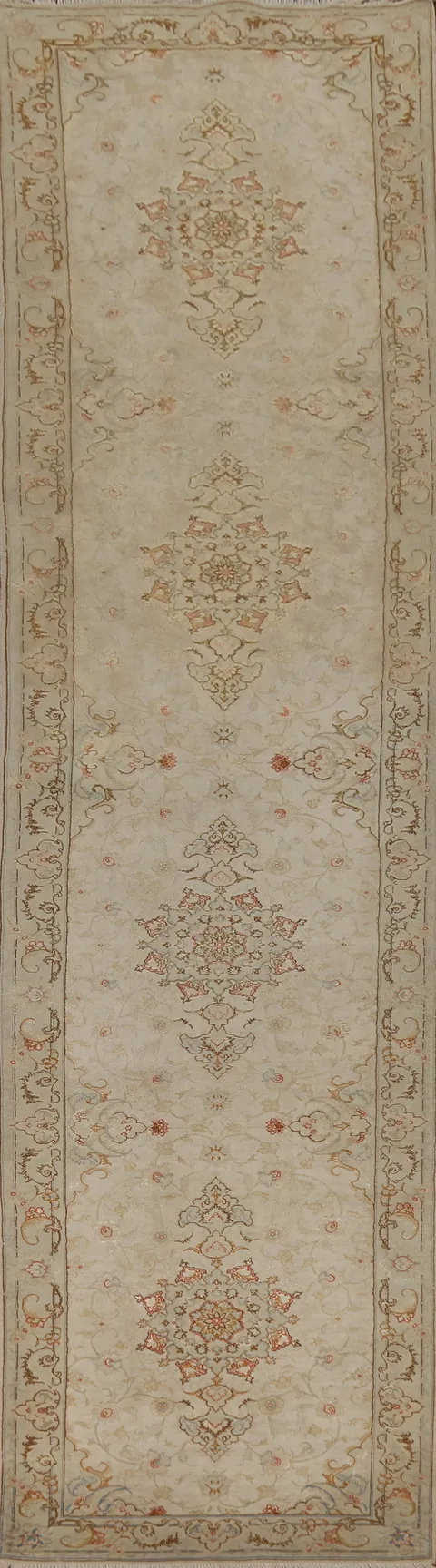 Vintage Floral Tabriz Persian Runner Rug 3x14