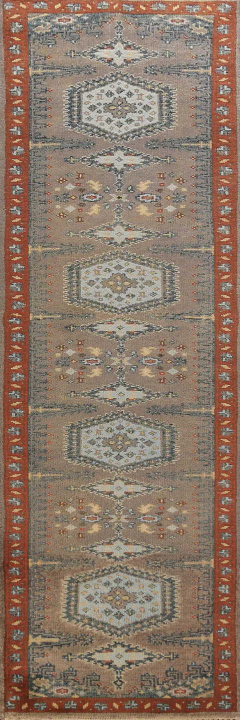 Handmade Wool Viss Indian Runner Rug 2x10