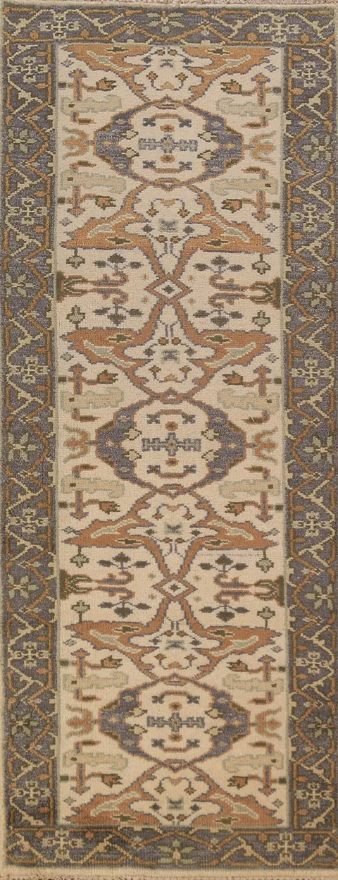 Handmade Wool Oushak Indian Runner Rug 3x8