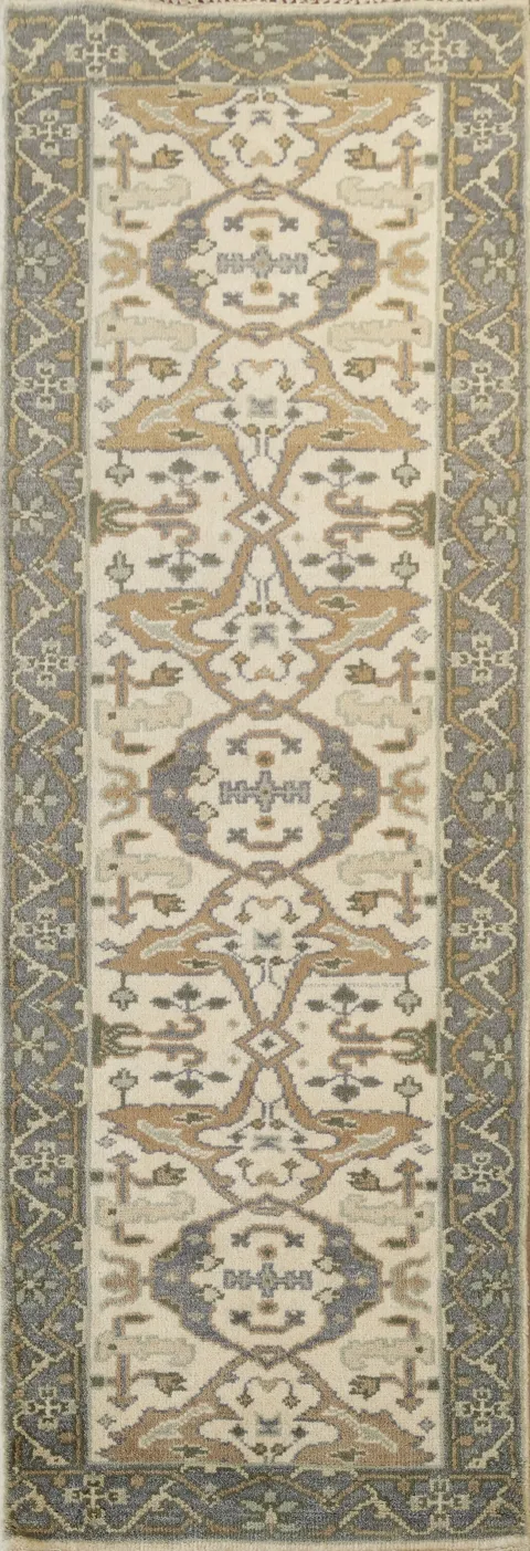 Handmade Wool Oushak Indian Runner Rug 3x8