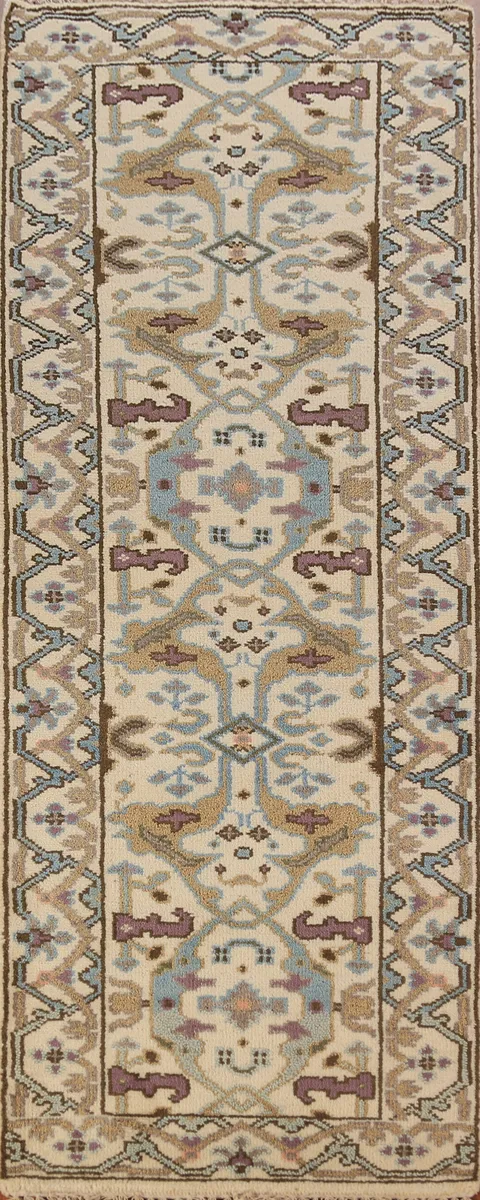 All-Over Floral Oushak Indian Runner Rug 3x8
