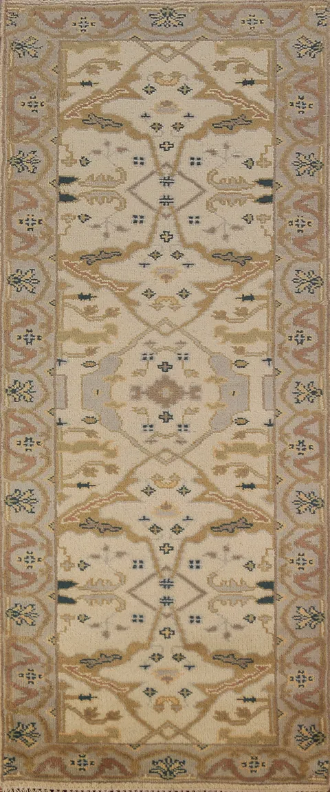 Handmade Wool Oushak Indian Runner Rug 3x8