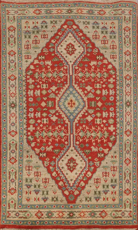 Geometric Wool Kazak Indian Foyer Rug 3x5