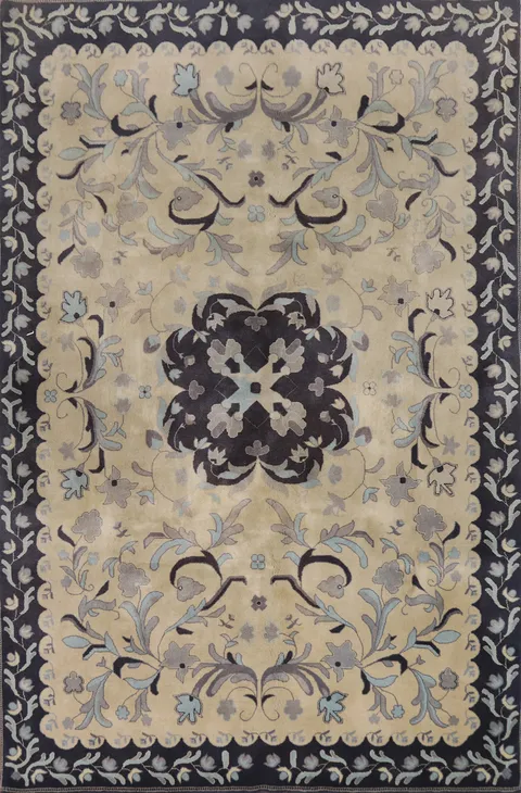 Floral Medallion Art Deco Chinese Area Rug 6x9