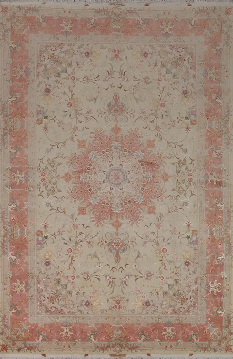 Floral Vegetable Dye Signed Tabriz Persian Area Rug 7x10