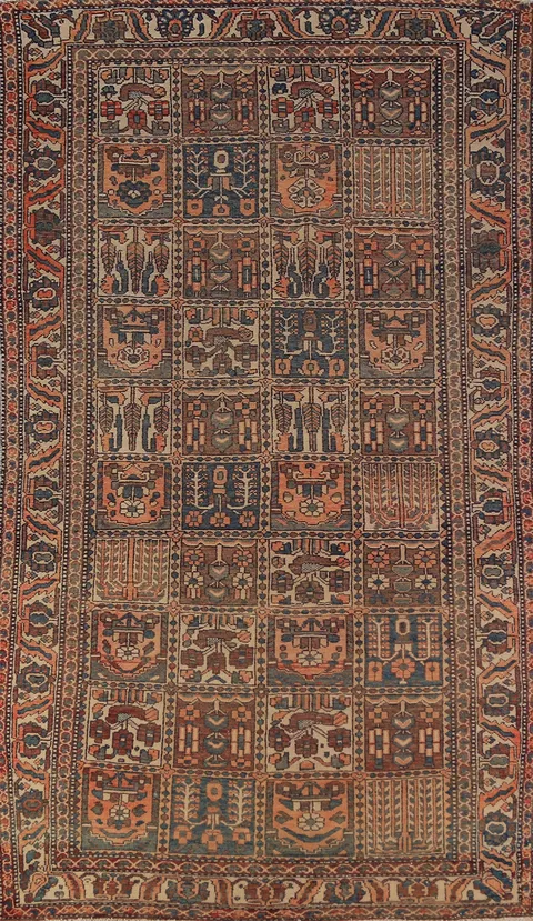 Garden Design Wool Bakhtiari Persian Area Rug 5x10