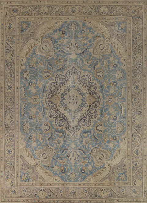 Handmade Blue Floral Tabriz Persian Area Rug 10x13