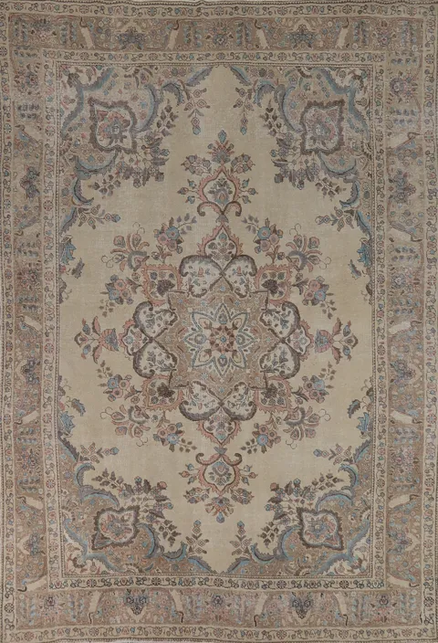 Vintage Wool Medallion Tabriz Persian Area Rug 8x11