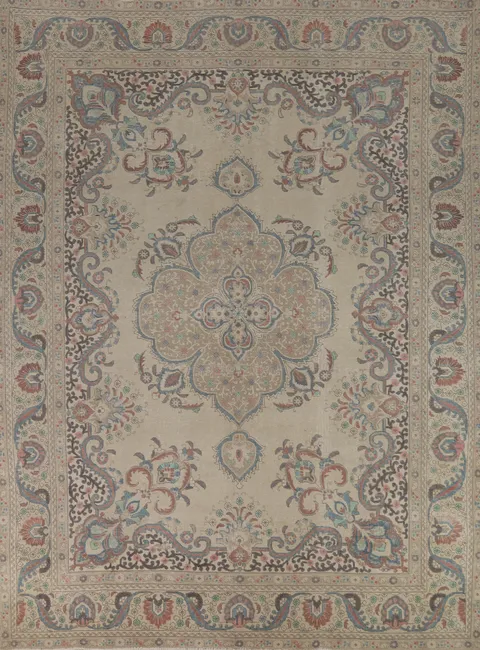 Medallion Wool Tabriz Persian Area Rug 9x12