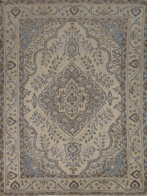 Vintage Wool Tabriz Persian Area Rug 7x9