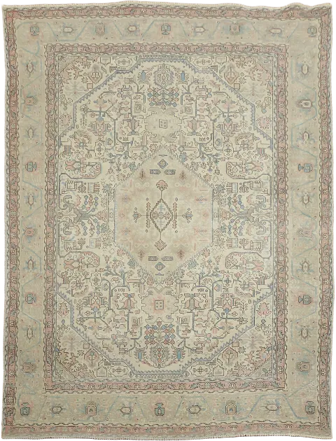 Vintage Wool Geometric Tabriz Persian Area Rug 8x11