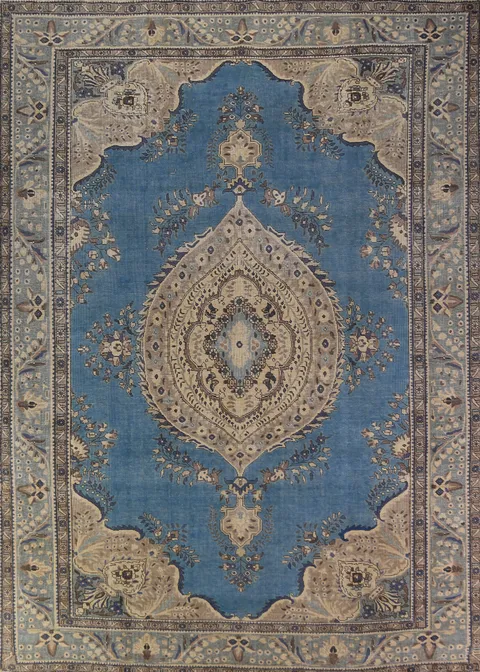 Blue Handmade Wool Tabriz Persian Area Rug 10x12