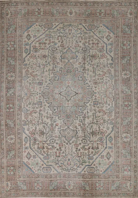 Geometric Wool Tabriz Persian Area Rug 8x11