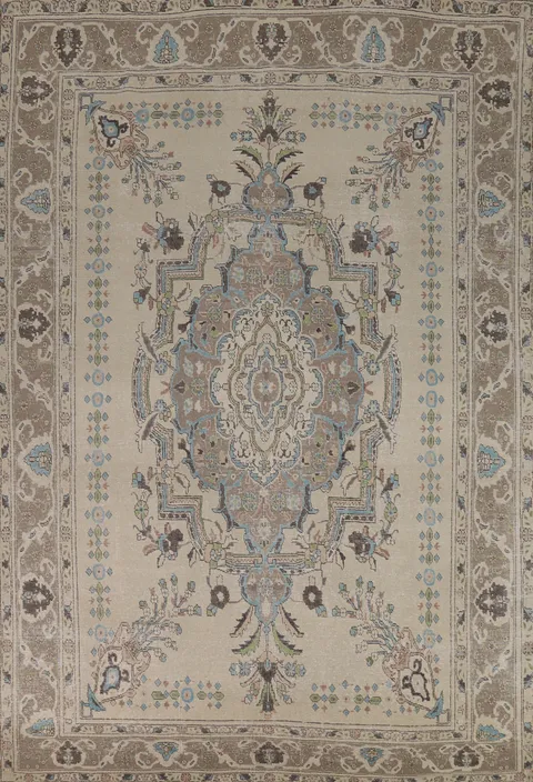 Vintage Wool Medallion Tabriz Persian Area Rug 8x11
