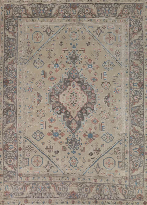 Geometric Wool Tabriz Persian Area Rug 8x11