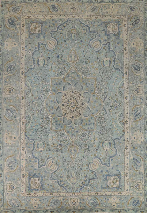 Handmade Blue Floral Tabriz Persian Area Rug 8x11