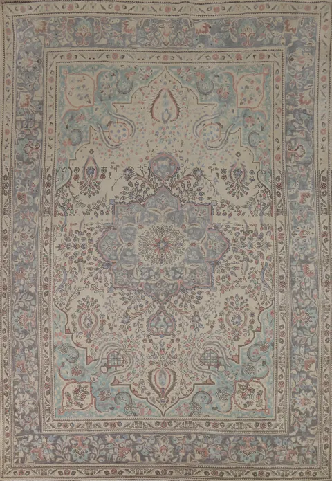 Vintage Wool Floral Tabriz Persian Area Rug 8x11