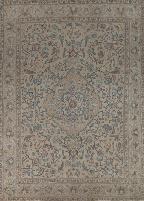 Vintage Floral Wool Tabriz Persian Area Rug 9x12