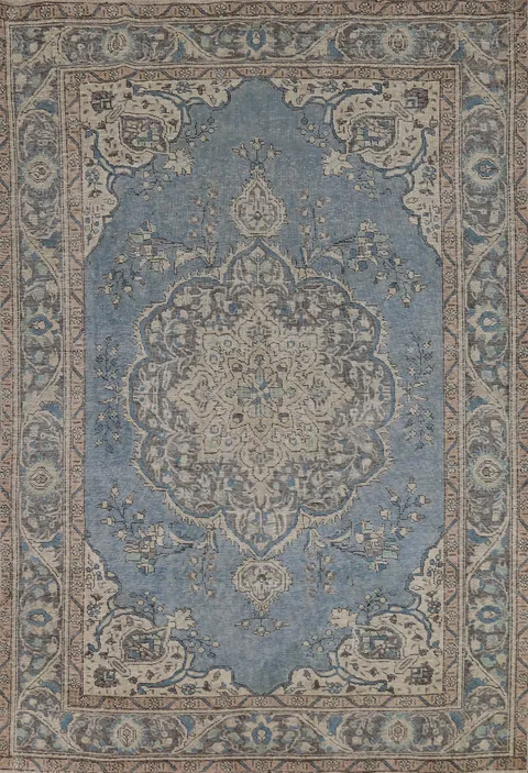 Blue Handmade Tabriz Persian Area Rug 7x10