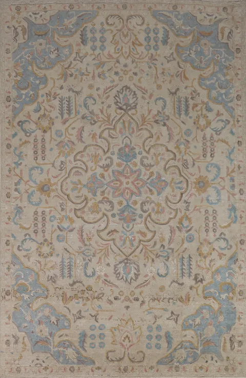 Vintage Wool Floral Tabriz Persian Area Rug 7x11
