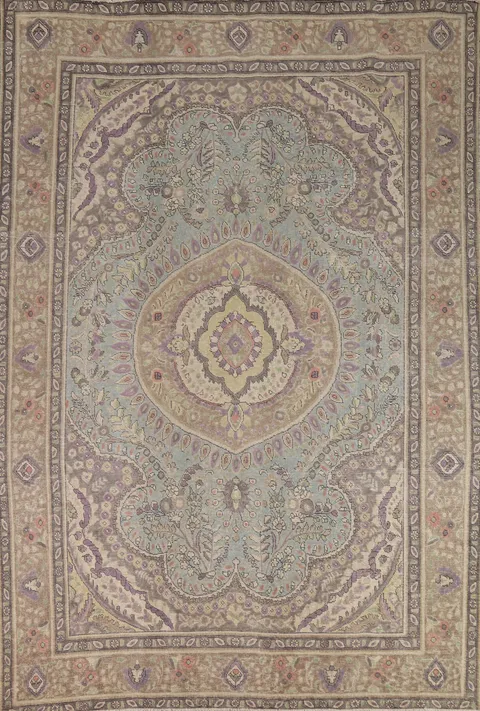 Light Blue Medallion Tabriz Persian Area Rug 8x11