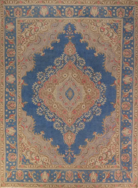 Blue Handmade Tabriz Persian Area Rug 9x13