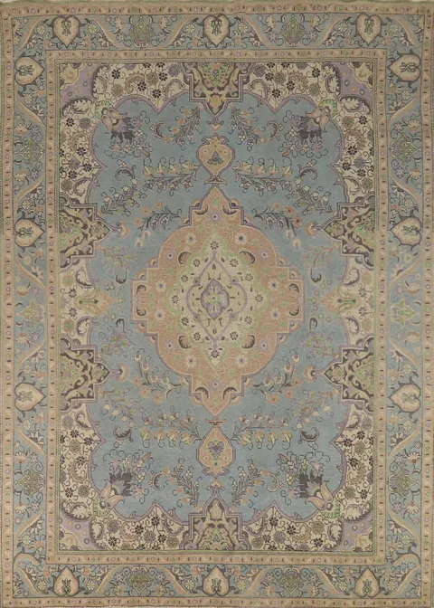 Handmade Light Blue Tabriz Persian Area Rug 9x12