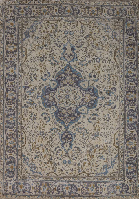 Vintage Floral Tabriz Persian Area Rug 7x10