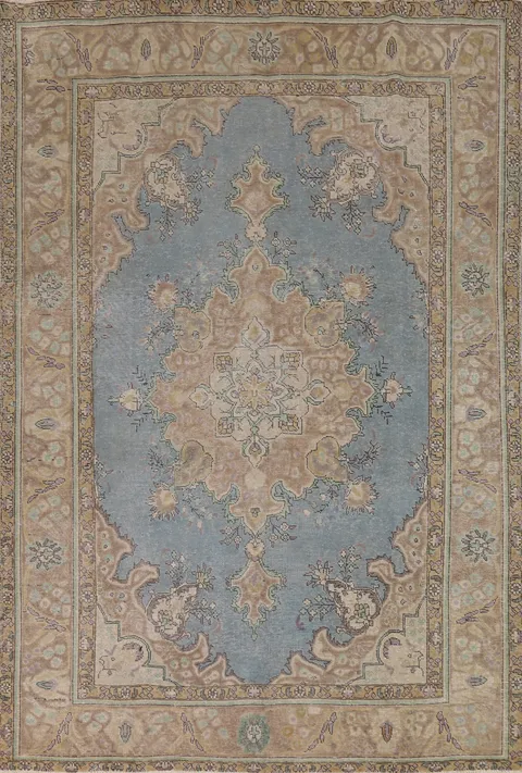 Handmade Blue Tabriz Persian Area Rug 6x10