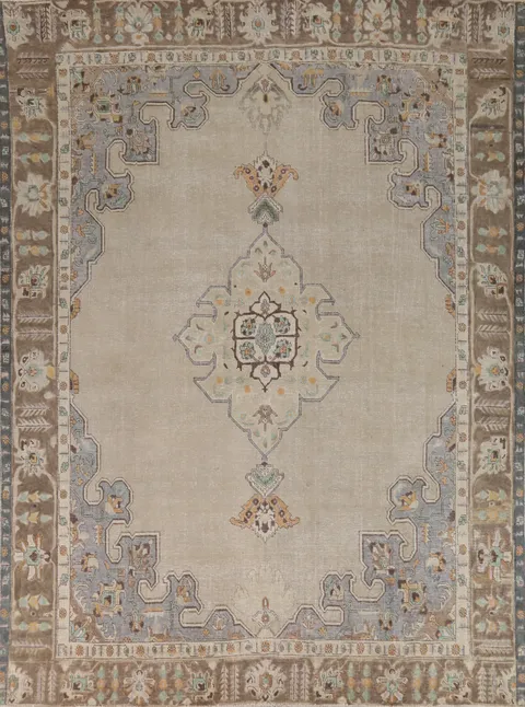 Medallion Wool Tabriz Persian Area Rug 9x11