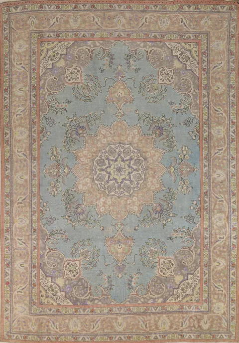 Light Blue Handmade Persian Area Rug 8x11