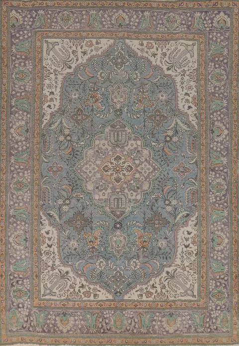 Blue Handmade Tabriz Persian Area Rug 7x9