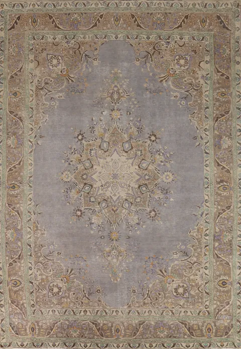 Handmade Gray Wool Tabriz Persian Area Rug 8x11