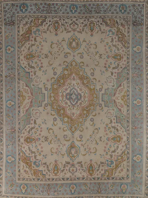 Vintage Wool Medallion Tabriz Persian Area Rug 10x12