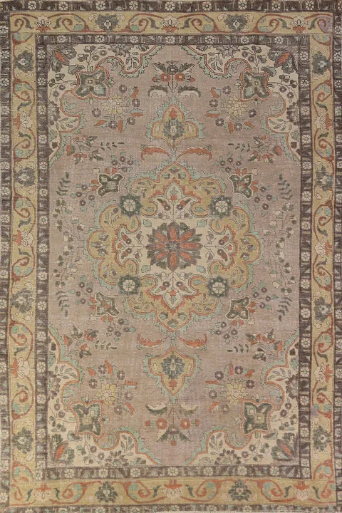 Vintage Wool Medallion Tabriz Persian Area Rug 7x10
