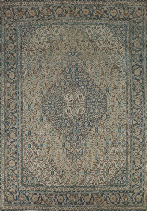 Vintage Geometric Tabriz Persian Area Rug 8x11