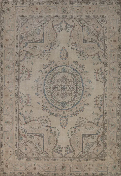 Medallion Wool Tabriz Persian Area Rug 7x10