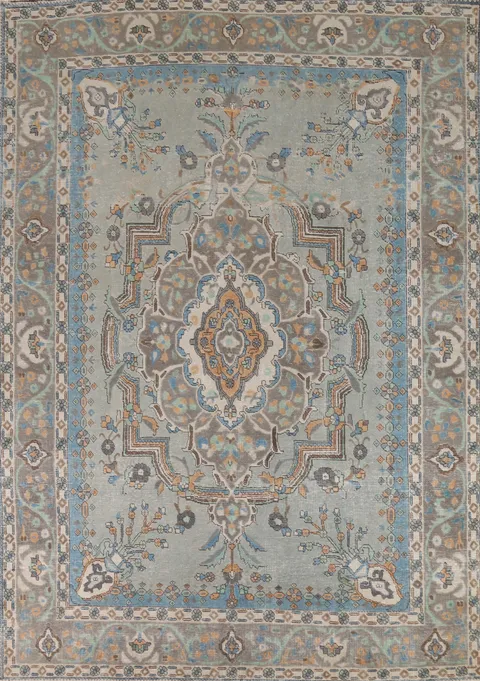 Geometric Wool Tabriz Persian Area Rug 8x11