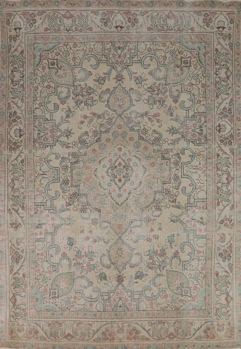 Vintage Wool Medallion Tabriz Persian Area Rug 8x11