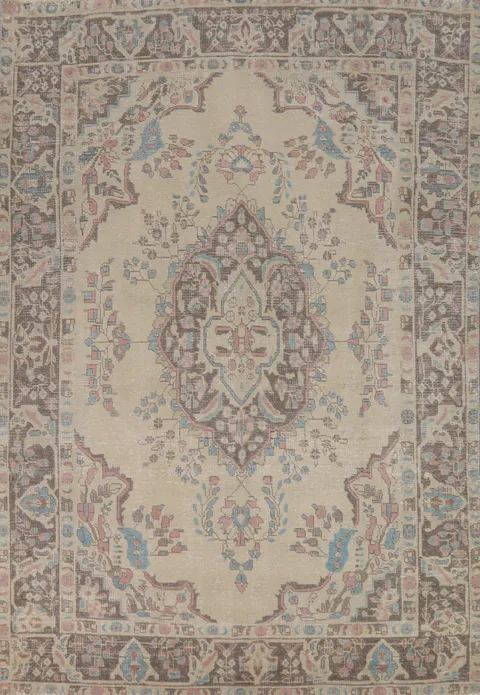 Vintage Wool Medallion Tabriz Persian Area Rug 6x9