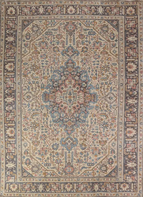 Geometric Wool Tabriz Persian Area Rug 8x11